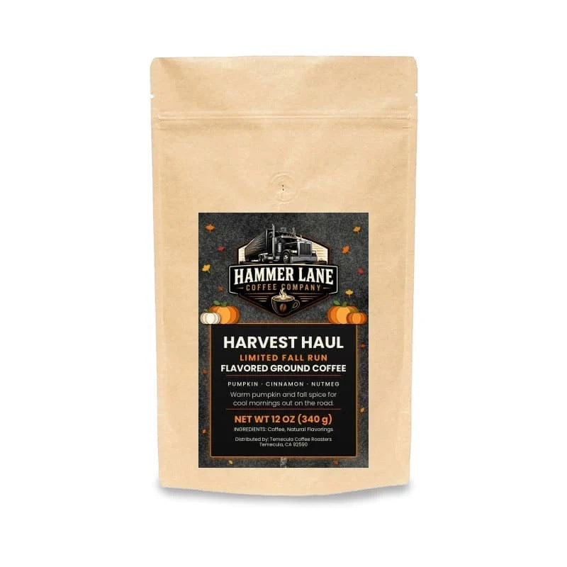 Harvest Haul 12 oz pumpkin spice flavored coffee bag – Hammer Lane Coffee Company
