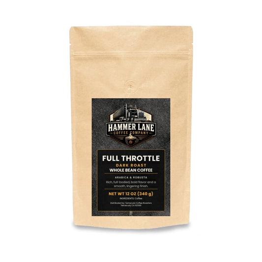 Full Throttle 12 oz dark roast coffee bag – Hammer Lane Coffee Company