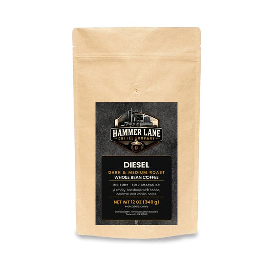 Diesel 12 oz dark and medium roast coffee bag – Hammer Lane Coffee Company
