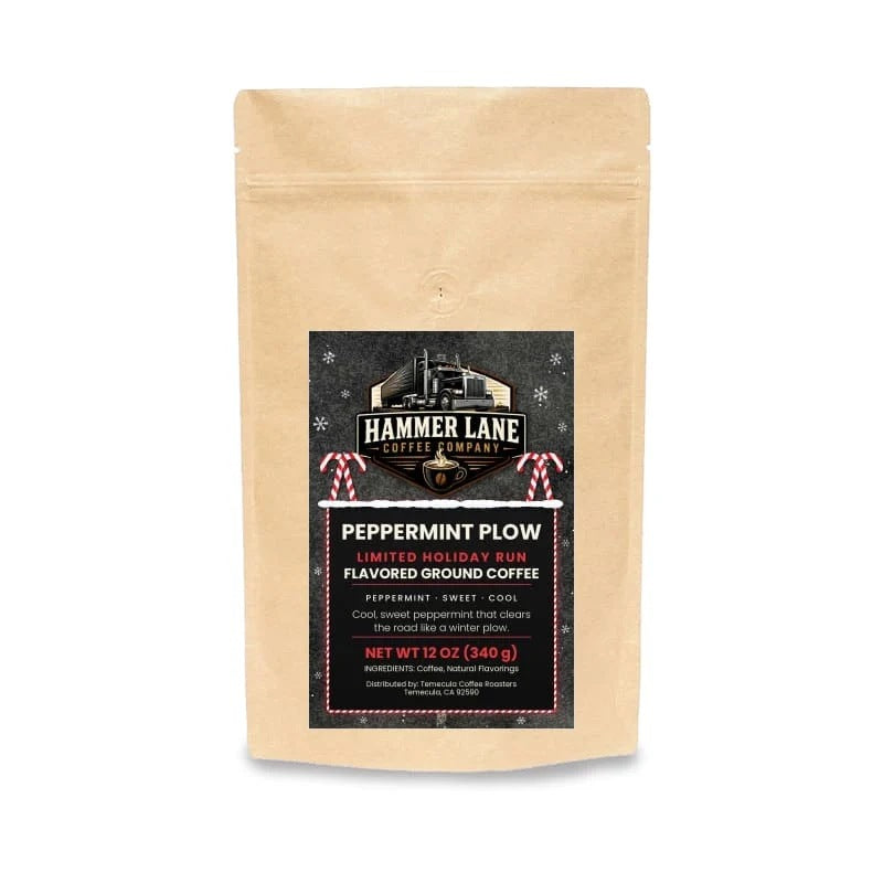 Peppermint Plow 12 oz candy cane flavored coffee bag – Hammer Lane Coffee Company