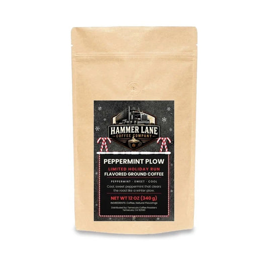 Peppermint Plow 12 oz candy cane flavored coffee bag – Hammer Lane Coffee Company