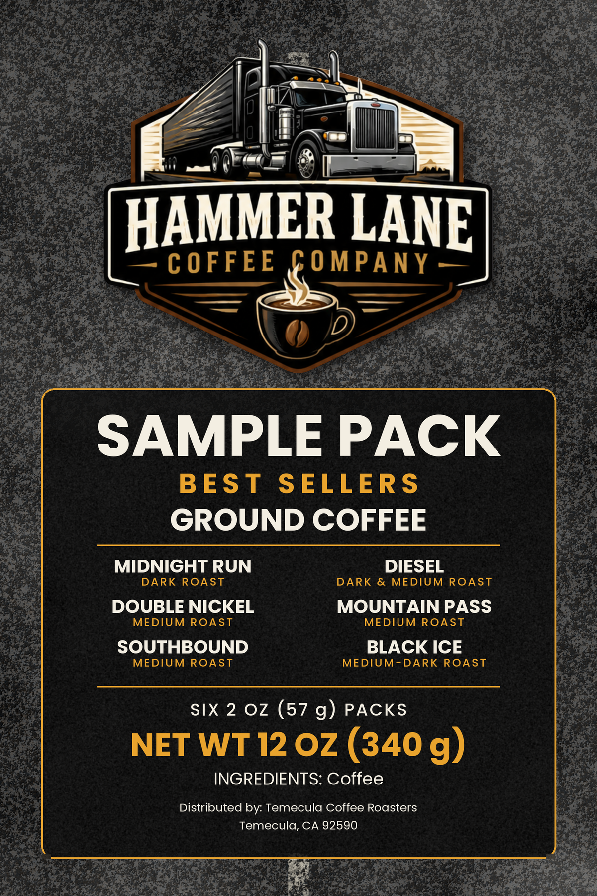 Hammer Lane Best Sellers coffee sample pack label